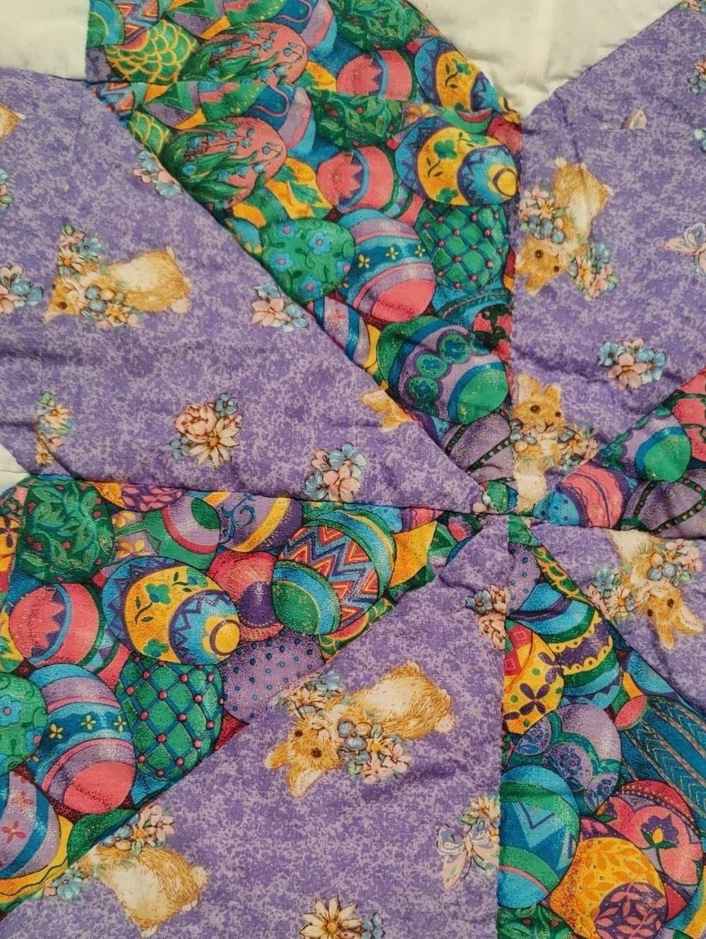 Handmade Star Patchwork Quilt Easter Theme Cottagecore Y2K Bunnies Eggs Farm